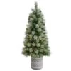 4.5ft. Pre-Lit Nova Scotia Pine Artificial Christmas Tree In Engraved Geometric Stone Planter, Warm White LED Lights