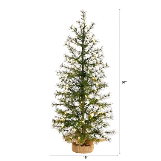 3ft. Pre-Lit Artificial Christmas Tree In Burlap Base, Clear LED Lights 3 3ft. Pre-Lit Artificial Christmas Tree In Burlap Base, Clear LED Lights - Image 3