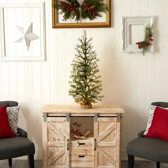 3ft. Pre-Lit Artificial Christmas Tree In Burlap Base, Clear LED Lights 10 3ft. Pre-Lit Artificial Christmas Tree In Burlap Base, Clear LED Lights - Image 10