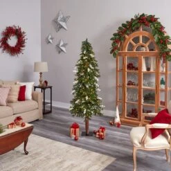 6ft. Pre-Lit Alpine Artificial Christmas Tree, Warm White LED Lights -Northlight Sale Store D478826S 9