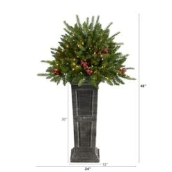 4ft. Pre-Lit Glittered Artificial Christmas Plant On Pedestal, Multicolor LED Lights -Northlight Sale Store D478834S 2