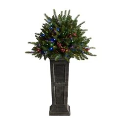 4ft. Pre-Lit Glittered Artificial Christmas Plant On Pedestal, Multicolor LED Lights -Northlight Sale Store D478834S 3