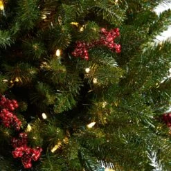 4ft. Pre-Lit Glittered Artificial Christmas Plant On Pedestal, Multicolor LED Lights -Northlight Sale Store D478834S 4