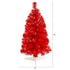 2ft. Pre-Lit Red Artificial Christmas Tree, Warm White LED Lights -Northlight Sale Store D478850S 2