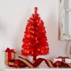 2ft. Pre-Lit Red Artificial Christmas Tree, Warm White LED Lights -Northlight Sale Store D478850S 6