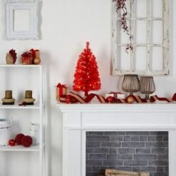2ft. Pre-Lit Red Artificial Christmas Tree, Warm White LED Lights -Northlight Sale Store D478850S 8