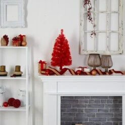2ft. Pre-Lit Red Artificial Christmas Tree, Warm White LED Lights -Northlight Sale Store D478850S 9