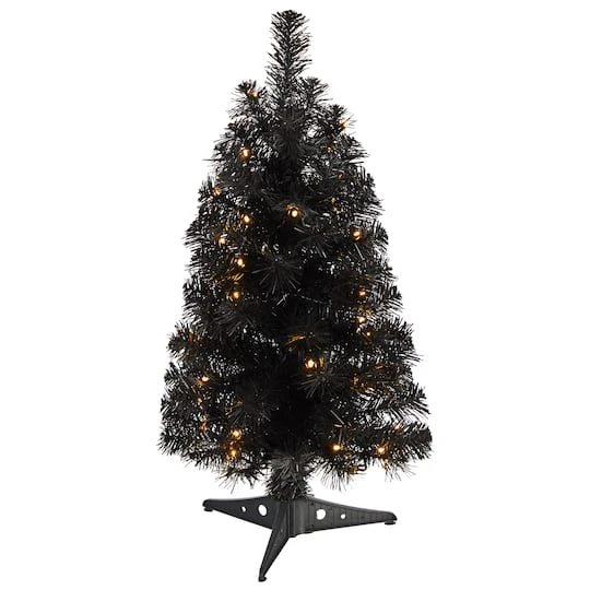 2ft. Pre-Lit Black Artificial Christmas Tree, Warm White LED Lights 1 2ft. Pre-Lit Black Artificial Christmas Tree, Warm White LED Lights