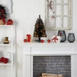 2ft. Pre-Lit Black Artificial Christmas Tree, Warm White LED Lights 20 2ft. Pre-Lit Black Artificial Christmas Tree, Warm White LED Lights -Northlight Sale Store D478851S 9