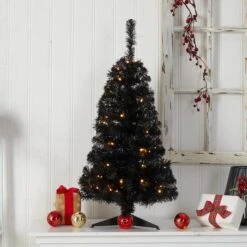 3ft. Pre-Lit Black Artificial Christmas Tree, Warm White LED Lights -Northlight Sale Store D478852S 7