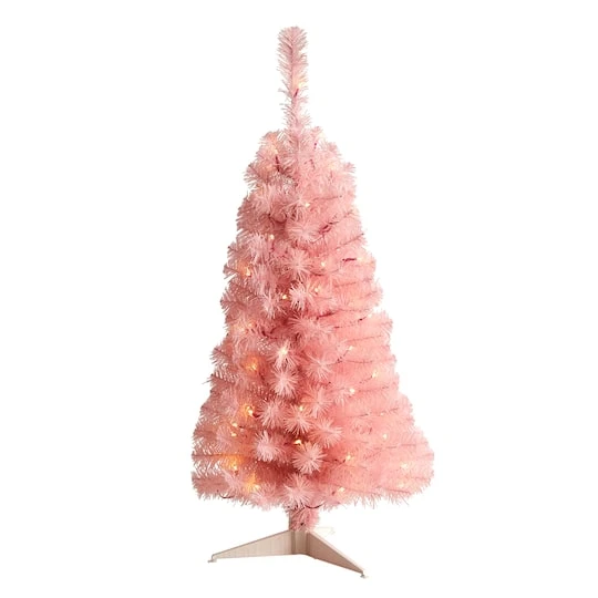 3ft. Pre-Lit Pink Artificial Christmas Tree, Warm White LED Lights 1 3ft. Pre-Lit Pink Artificial Christmas Tree, Warm White LED Lights