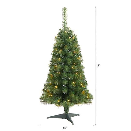 3ft. Pre-Lit Green Artificial Christmas Tree, Warm White LED Lights 3 3ft. Pre-Lit Green Artificial Christmas Tree, Warm White LED Lights - Image 3