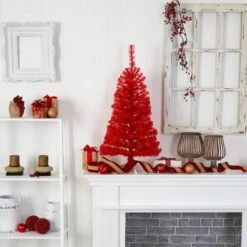 3ft. Pre-Lit Red Artificial Christmas Tree, Warm White LED Lights 21 3ft. Pre-Lit Red Artificial Christmas Tree, Warm White LED Lights -Northlight Sale Store D478855S 10