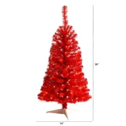 3ft. Pre-Lit Red Artificial Christmas Tree, Warm White LED Lights 13 3ft. Pre-Lit Red Artificial Christmas Tree, Warm White LED Lights -Northlight Sale Store D478855S 2
