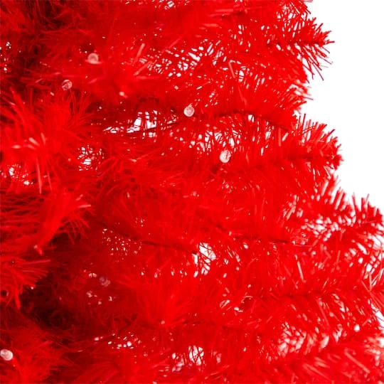 3ft. Pre-Lit Red Artificial Christmas Tree, Warm White LED Lights 6 3ft. Pre-Lit Red Artificial Christmas Tree, Warm White LED Lights - Image 6