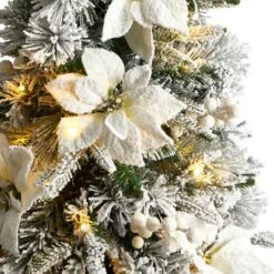 4ft. Pre-Lit Flocked Artificial Christmas Tree In Decorative Urn, Warm White Lights 15 4ft. Pre-Lit Flocked Artificial Christmas Tree In Decorative Urn, Warm White Lights -Northlight Sale Store D478870S 4