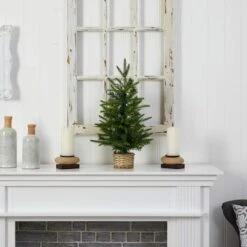 2ft. Pre-Lit Artificial Christmas Tree In Decorative Basket, Clear LED Lights -Northlight Sale Store D478873S 6