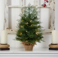 2ft. Pre-Lit Artificial Christmas Tree In Burlap Base, Warm White LED Lights -Northlight Sale Store D478875S 4