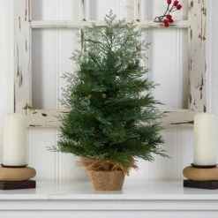 2ft. Pre-Lit Artificial Christmas Tree In Burlap Base, Warm White LED Lights -Northlight Sale Store D478875S 5