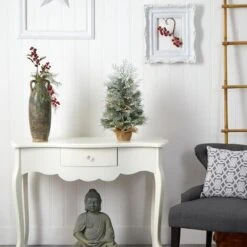 2ft. Pre-Lit Winter Frosted Artificial Christmas Tree In Burlap Base, Warm White LED Lights -Northlight Sale Store D478876S 6