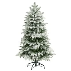 4ft. Pre-Lit Flocked North Carolina Fir Artificial Christmas Tree, Clear Lights -Northlight Sale Store D478882S 3