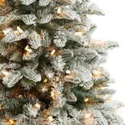 4ft. Pre-Lit Flocked North Carolina Fir Artificial Christmas Tree, Clear Lights -Northlight Sale Store D478882S 4