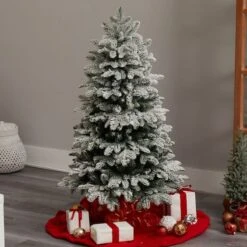 4ft. Pre-Lit Flocked North Carolina Fir Artificial Christmas Tree, Clear Lights -Northlight Sale Store D478882S 8