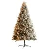 9ft. Pre-Lit Flocked South Carolina Spruce Artificial Christmas Tree, Clear LED Lights
