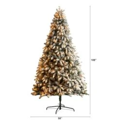 9ft. Pre-Lit Flocked South Carolina Spruce Artificial Christmas Tree, Clear LED Lights -Northlight Sale Store D478883S 2