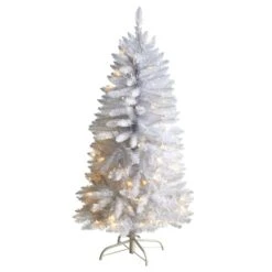 4ft. Pre-Lit White Artificial Christmas Tree, Warm White LED Lights