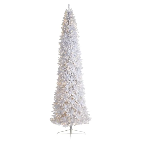 12ft. Pre-Lit Slim White Artificial Christmas Tree, Warm White LED Lights 1 12ft. Pre-Lit Slim White Artificial Christmas Tree, Warm White LED Lights