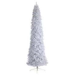 12ft. Pre-Lit Slim White Artificial Christmas Tree, Warm White LED Lights 14 12ft. Pre-Lit Slim White Artificial Christmas Tree, Warm White LED Lights -Northlight Sale Store D478914S 3