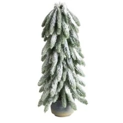 21" Unlit Flocked Artificial Christmas Tree In Decorative Planter