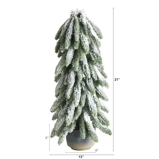 21" Unlit Flocked Artificial Christmas Tree In Decorative Planter 4 21" Unlit Flocked Artificial Christmas Tree In Decorative Planter - Image 4