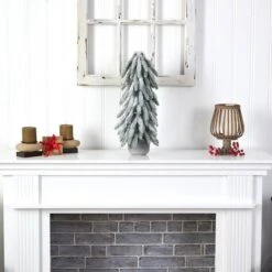 21" Unlit Flocked Artificial Christmas Tree In Decorative Planter 9 21" Unlit Flocked Artificial Christmas Tree In Decorative Planter -Northlight Sale Store D478916S 4