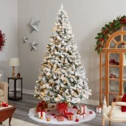 10ft. Pre-Lit Flocked West Virginia Fir Artificial Christmas Tree, Clear LED Lights -Northlight Sale Store D478928S 7