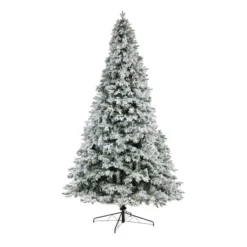 10ft. Pre-Lit Flocked Vermont Mixed Pine Artificial Christmas Tree, Clear LED Lights -Northlight Sale Store D478936S 3
