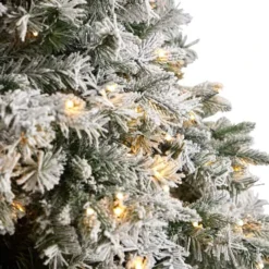 10ft. Pre-Lit Flocked Vermont Mixed Pine Artificial Christmas Tree, Clear LED Lights -Northlight Sale Store D478936S 4
