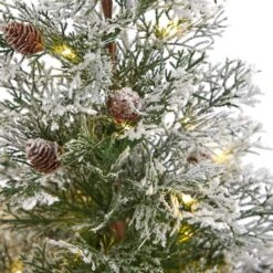 2ft. Pre-Lit Frosted Artificial Christmas Tree In Decorative Planter, Clear Lights -Northlight Sale Store D478947S 4