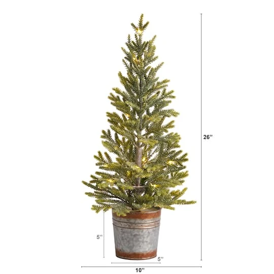 2ft. Pre-Lit Pine Artificial Christmas Tree In Rustic Metal Planter, Warm White Lights 5 2ft. Pre-Lit Pine Artificial Christmas Tree In Rustic Metal Planter, Warm White Lights - Image 5