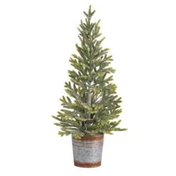 2ft. Pre-Lit Pine Artificial Christmas Tree In Rustic Metal Planter, Warm White Lights 14 2ft. Pre-Lit Pine Artificial Christmas Tree In Rustic Metal Planter, Warm White Lights -Northlight Sale Store D478948S 3