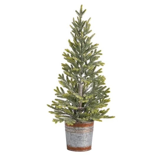 2ft. Pre-Lit Pine Artificial Christmas Tree In Rustic Metal Planter, Warm White Lights 4 2ft. Pre-Lit Pine Artificial Christmas Tree In Rustic Metal Planter, Warm White Lights - Image 4