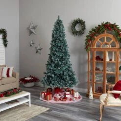 9ft. Pre-Lit Frosted British Columbia Mountain Pine Artificial Christmas Tree, Clear Lights -Northlight Sale Store D478951S 10