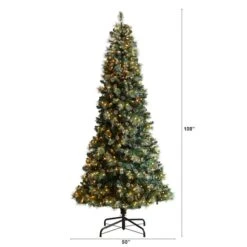 9ft. Pre-Lit Frosted British Columbia Mountain Pine Artificial Christmas Tree, Clear Lights -Northlight Sale Store D478951S 2