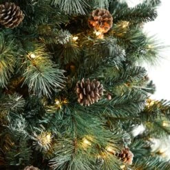 9ft. Pre-Lit Frosted British Columbia Mountain Pine Artificial Christmas Tree, Clear Lights -Northlight Sale Store D478951S 4