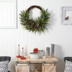 30" Pine & Pinecone Christmas Wreath On Twig Ring -Northlight Sale Store D478977S 4