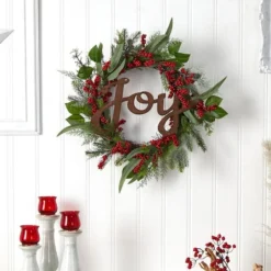 24" Red Joy & Berries Christmas Wreath 8 24" Red Joy & Berries Christmas Wreath -Northlight Sale Store D478979S 3