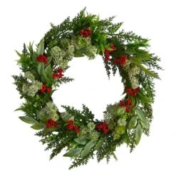 24" Cedar, Eucalyptus & Berries Christmas Wreath