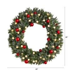 4ft. Oversized Pre-Lit Frosted Holiday Christmas Wreath With Ornaments -Northlight Sale Store D478987S 2