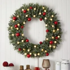 4ft. Oversized Pre-Lit Frosted Holiday Christmas Wreath With Ornaments -Northlight Sale Store D478987S 4